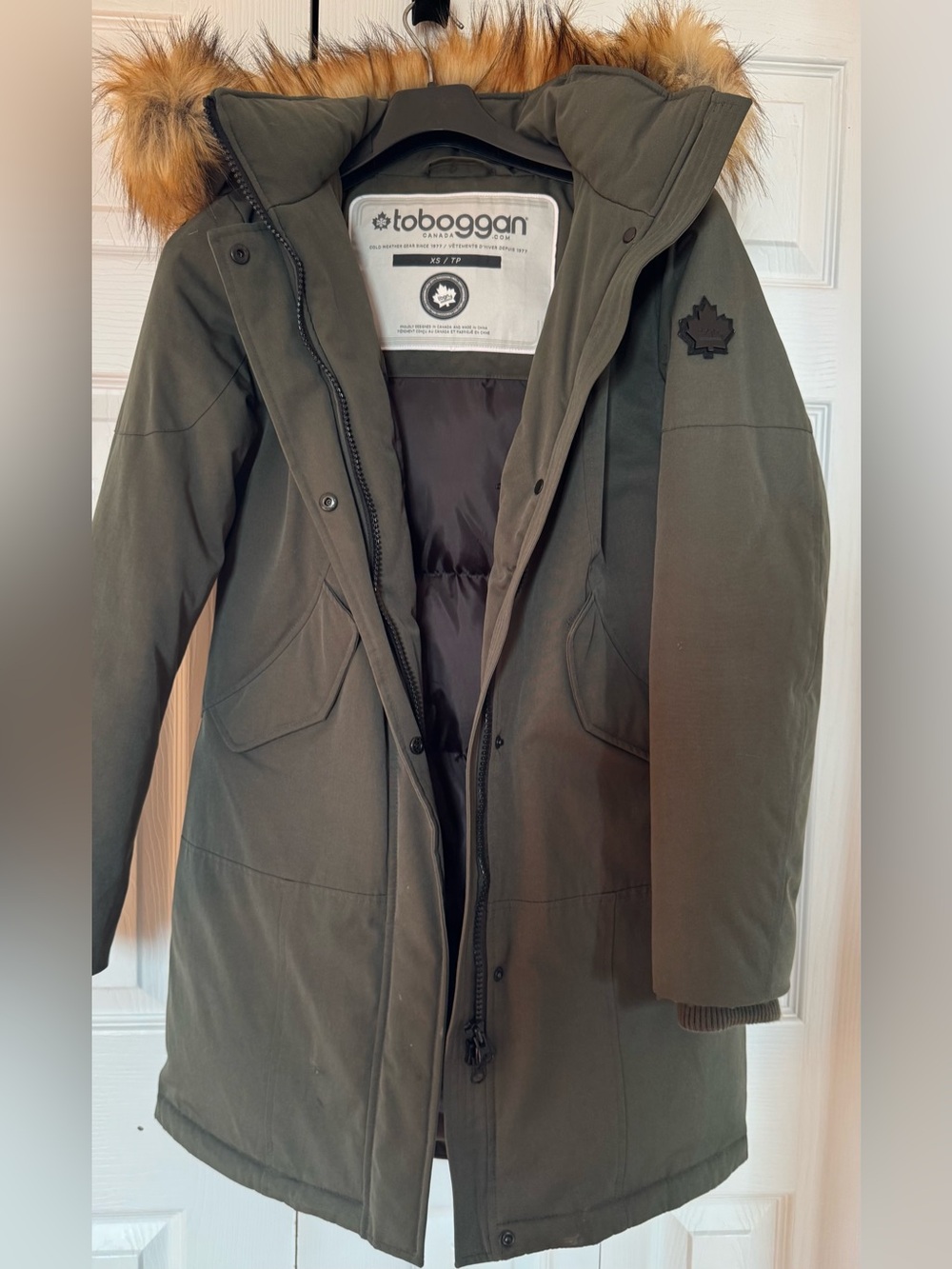 Toboggan Duck Down Feather Olive Green Hooded Puffer Parka